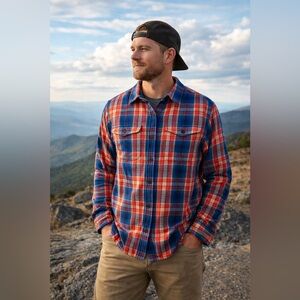 Outerknown Blanket Shirt Organic Cotton Heavy Flannel Plaid Outdoors Medium